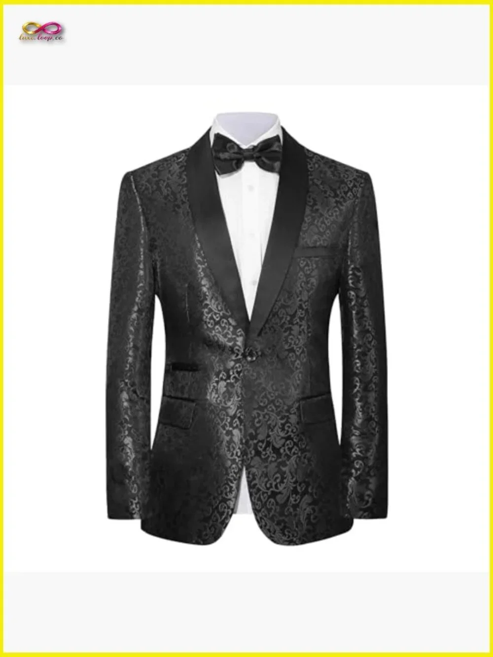 Men's Floral Tuxedo Suit Set Elegant One Button Dinner Jacket Pants